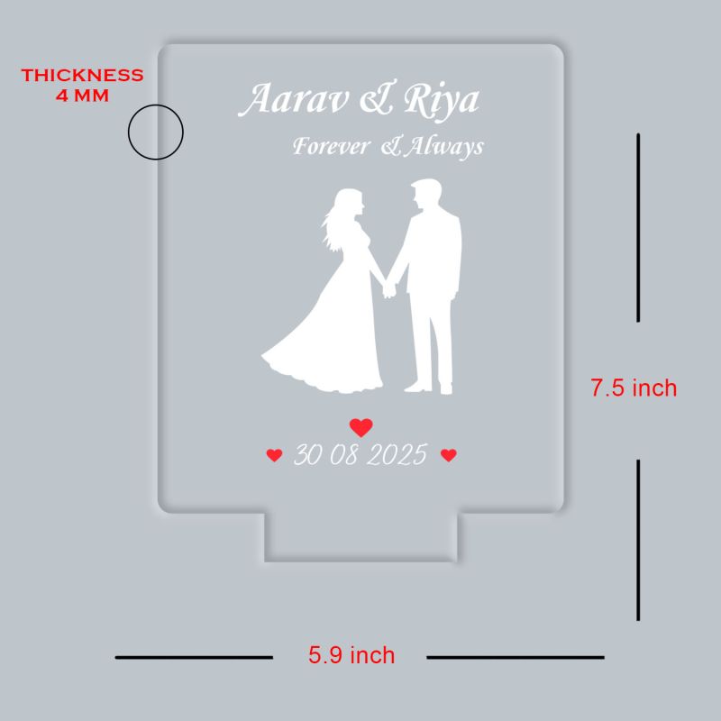 Personalized Couple Night Lamp Custom with Name & Date Bedside Table Lamp Couple Gift Anniversary, Wedding, Marriage, Valentine Day Multicolored Light (Forever & Always)